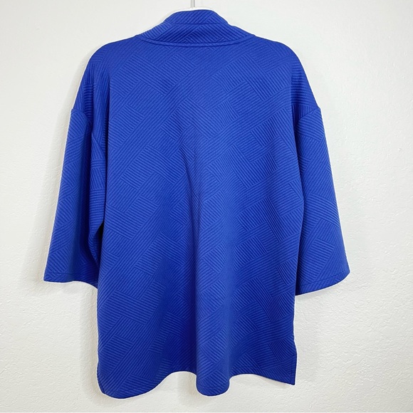 T by Talbots Blue Relaxed Pullover Sweater Button Mock Neck Women’s Plus Size 1X - Picture 5 of 11